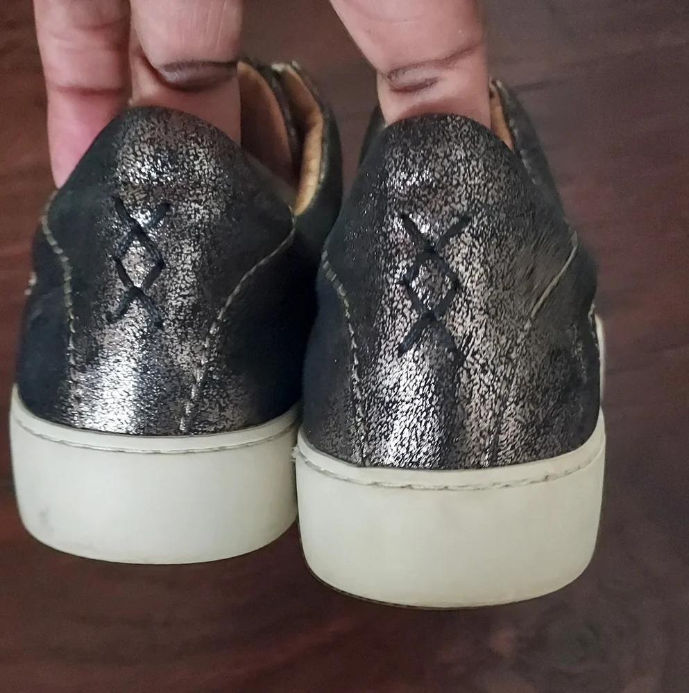 FRYE Leather Metallic Zip-UP Sneakers Sz-9